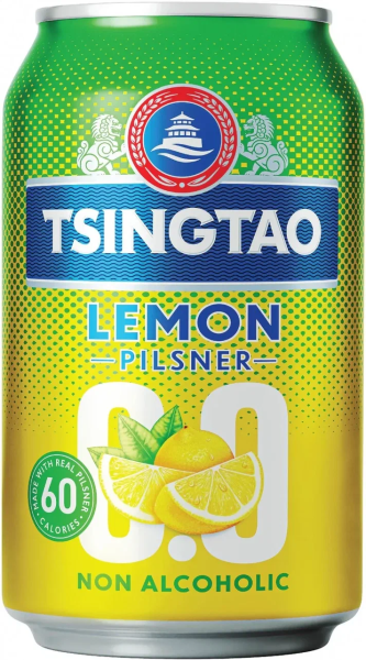 ПИВО ЦИНДАО С ЛИМОНОМ СВЕТЛОЕ Б/АЛК 0,33Л Ж/Б