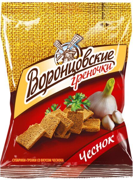 СУХАРИ ВОРОНЦОВСКИЕ ГРЕНОЧКИ СО ВКУСОМ ЧЕСНОКА 60 Г