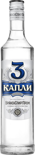 ВОДКА ТРИ КАПЛИ 40% 0,5Л