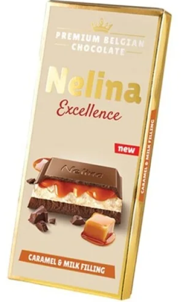 ШОКОЛАД НЕЛЛИ ПРЕМИУМ С КАРАМЕЛЬНОЙ НАЧИНКОЙ МОЛОЧНЫЙ 85 Г