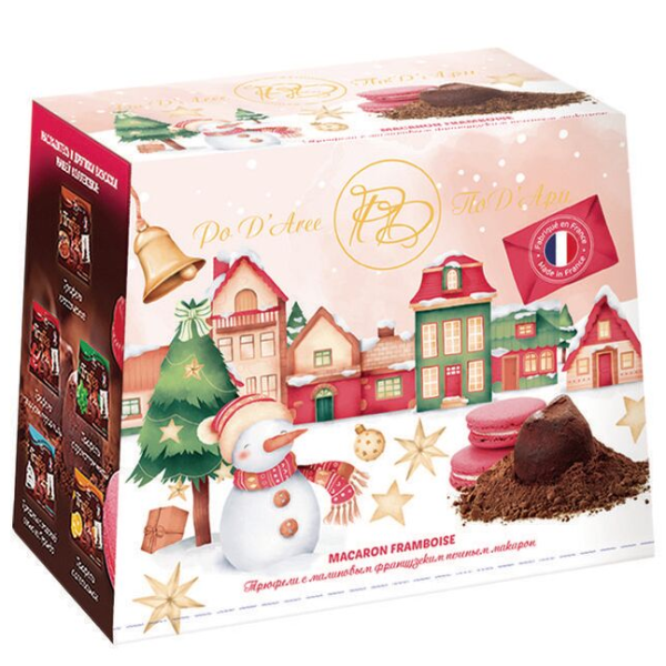 НАБОР КОНФЕТ МАТЕЗ ТРЮФЕЛЬ С КУСОЧКАМИ ПЕЧЕНЬЯ МАКАРОН СО ВКУСОМ МАЛИНЫ 160 Г