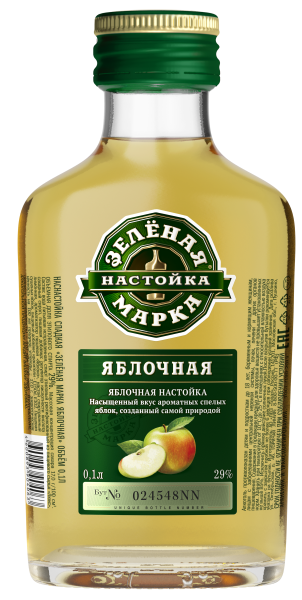НАСТОЙКА СЛАДКАЯ ЗЕЛЕНАЯ МАРКА ЯБЛОЧНАЯ 24% 0,1Л