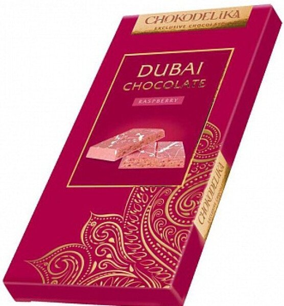 ШОКОЛАД ДУБАИ С НАЧИНКОЙ ИЗ КЛУБНИКИ МОЛОЧНЫЙ 180 Г