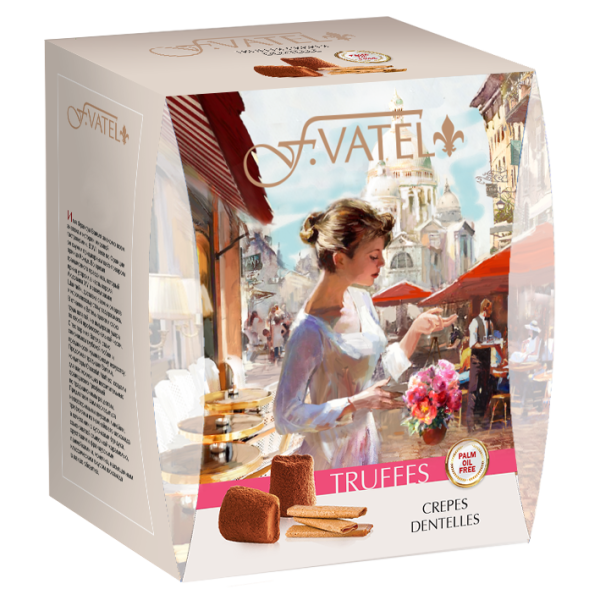 НАБОР КОНФЕТ ТРЮФЕЛЬ ВАТЕЛЬ С КУСОЧКАМИ ХРУСТЯЩЕГО ПАНКЕЙКА 200 Г