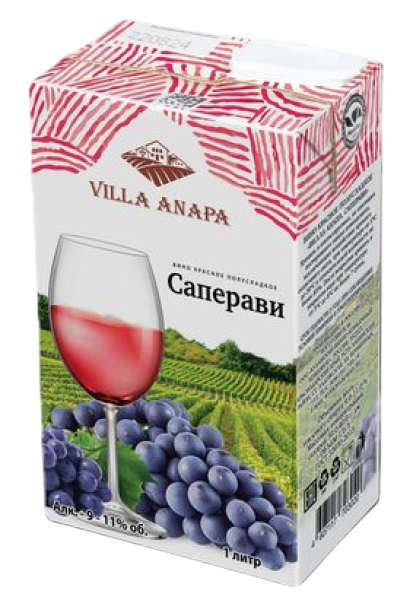 ВИНО ВИЛЛА АНАПА САПЕРАВИ КР П/СЛ 9% 1,0Л Т/П