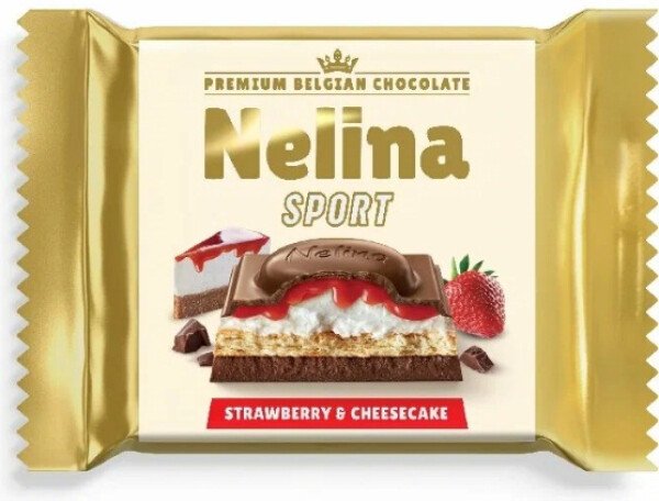 ШОКОЛАД НЕЛИНО ПРЕМИУМ СПОРТ МОЛОЧНЫЙ СО ВКУСОМ СЫРА И КЛУБНИКИ И ПЕЧЕНЬЕМ 55 Г