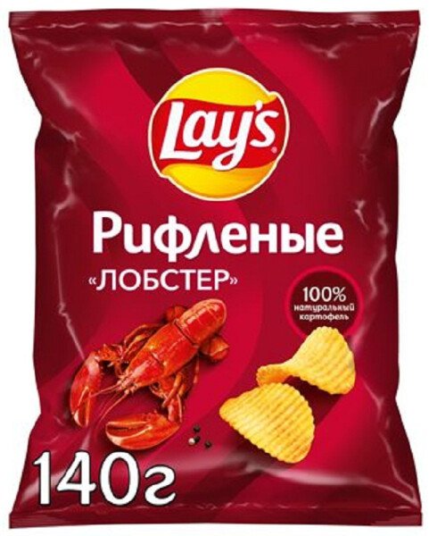 ЧИПСЫ ЛЕЙЗ РИФЛЕНЫЕ ЛОБСТЕР 140 Г