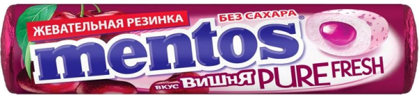 ЖЕВАТЕЛЬНАЯ РЕЗИНКА МЕНТОС РОЛЛ ПЮР ФРЕШ ВИШНЯ 15,5 Г