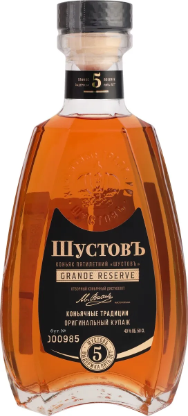 КОНЬЯК ШУСТОВЪ 5 ЛЕТ 40% 0,25Л