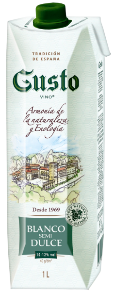 ВИНО ГУСТО БЕЛ П/СЛ 10−12% 1,0Л Т/П