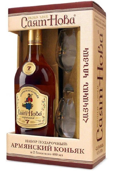 КОНЬЯК САЯТ НОВА 7 ЛЕТ 40% 0,5Л П/УП + 2 БОКАЛА