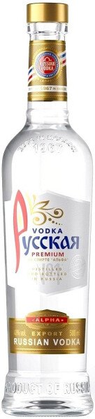 ВОДКА РУССКАЯ НА СПИРТЕ АЛЬФА 40% 0,5Л