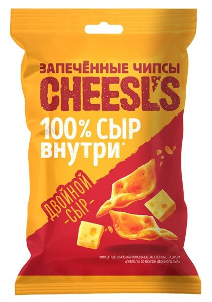ЧИПСЫ ЧИЗЛС ПШЕНИЧНО-КАРТОФЕЛЬНЫЕ ЗАПЕЧЕННЫЕ С СЫРОМ СО ВКУСОМ ДВОЙНОГО СЫРА 50 Г